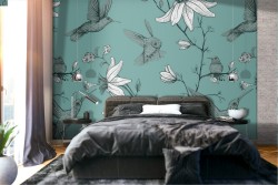 Carta da Parati fiori bianchi natura pattern moderno.