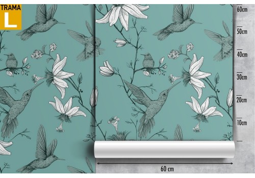 Carta da Parati fiori bianchi natura pattern moderno. 2