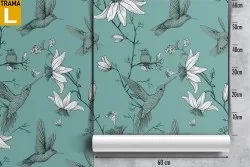 Carta da Parati fiori bianchi natura pattern moderno.
