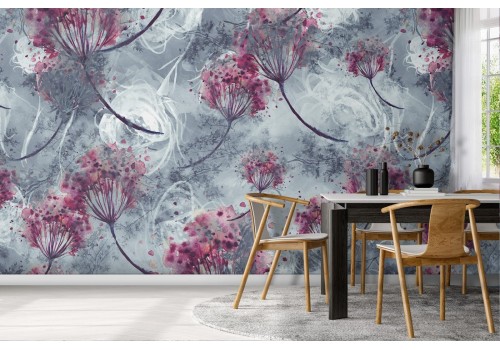 Red flowers nature pattern modern wallpaper.