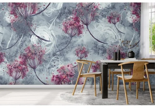 Red flowers nature pattern modern wallpaper.