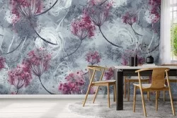 Red flowers nature pattern modern wallpaper.