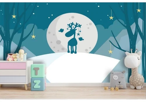Children's Wallpaper Reindeer Stylized Landscape 2