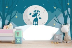 Carta da Parati bambini renna paesaggio stilizzato