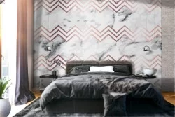 Modern geometric abstract wallpaper decoration with stripes.