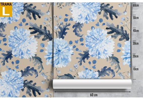 Modern nature wallpaper with blue flowers. 2
