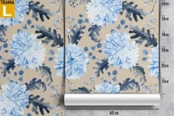 Modern nature wallpaper with blue flowers.