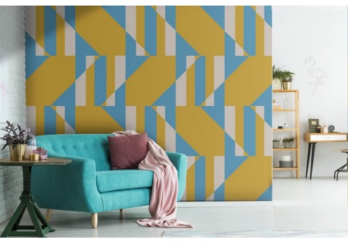Abstract wallpaper decoration with yellow stripes.