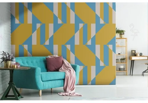 Abstract wallpaper decoration with yellow stripes.