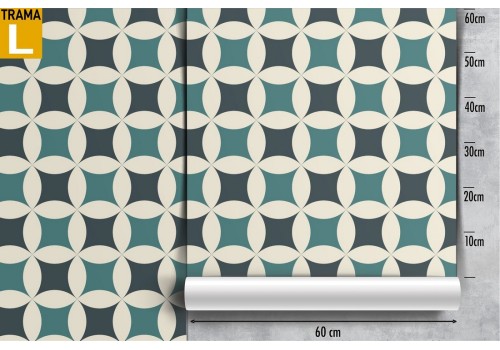 Aqua green vintage geometric wallpaper decoration. 2