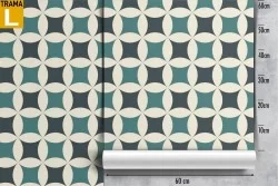 Carta da Parati decorazione geometrica vintage verde acqua.