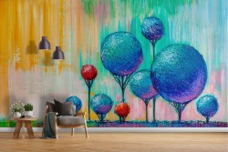 Carta da Parati dipinto astratto alberi