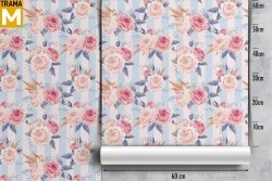 Carta da Parati Fiori Natura Righe e Onde Vintage