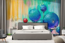 Carta da Parati Alberi Astratta Dipinti e Acquerelli