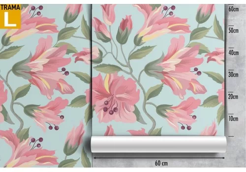 Carta da Parati fiori rosa natura tropicale pattern. 2