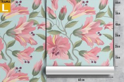 Carta da Parati fiori rosa natura tropicale pattern.