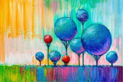 Carta da Parati Design e Stili Flora e Fauna Alberi Astratta Dipinti e Acquerelli