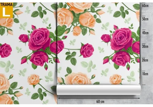 Fuchsia roses vintage pattern nature wallpaper. 2