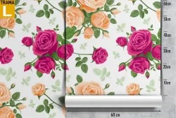 Carta da Parati rose fucsia natura vintage pattern.