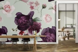Carta da Parati fiori viola natura moderna pattern.