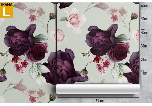 Purple flowers modern nature pattern wallpaper. 2