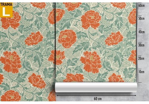 Vintage orange flowers wallpaper nature pattern. 2