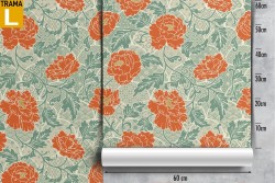 Vintage orange flowers wallpaper nature pattern.
