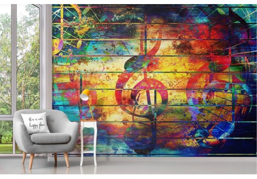 Musical notes abstract painted wallpaper 2