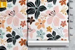 Carta da Parati fiori rosa e blu natura design moderno.