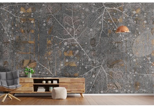Wallpaper with concrete surface and engravings