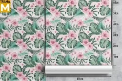 Tropical Nature Flowers Leaves Wallpaper