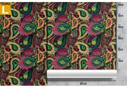 Carta da Parati decorazione vintage gialla e rosa. 2