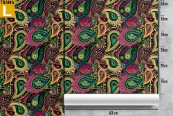 Carta da Parati decorazione vintage gialla e rosa.