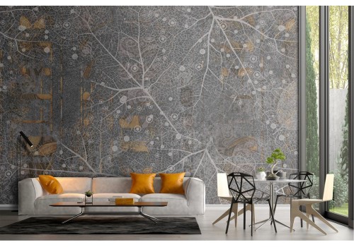Wallpaper with concrete surface and engravings 2