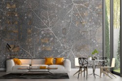 Wallpaper with concrete surface and engravings