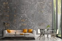 Wallpaper with concrete surface and engravings
