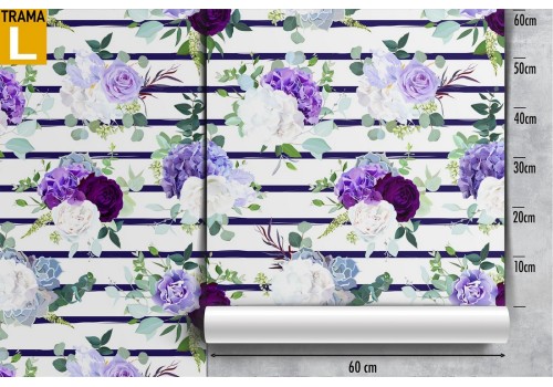 Modern nature wallpaper with white and purple flowers. 2
