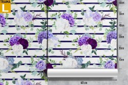 Carta da Parati fiori bianchi e viola natura moderna.