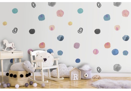 Polka dot wallpaper decoration for children.