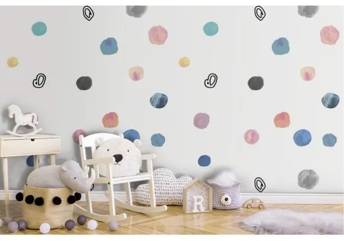 Polka dot wallpaper for children's decoration.
