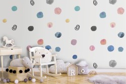 Polka dot wallpaper decoration for children.