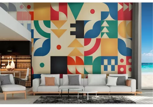 Carta da Parati simboli e geometrie anni '70