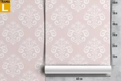 Pink damask wallpaper decoration.