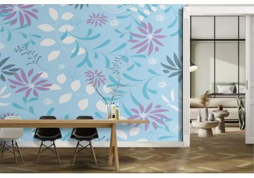 Wallpaper stylized flowers blue nature.