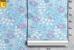 Carta da Parati fiori stilizzati azzurro natura.