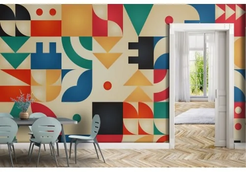 Wallpaper with symbols and geometries from the '70s 2