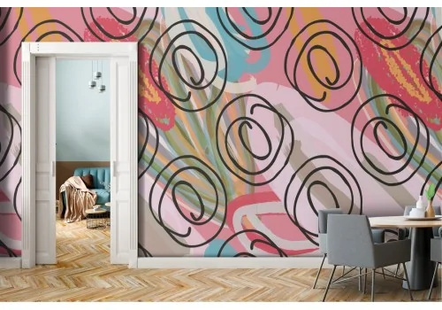 Stylized flower wallpaper minimal modern nature.