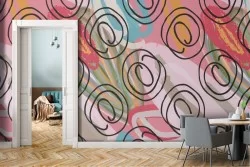 Carta da Parati fiori stilizzati minimal natura moderna.