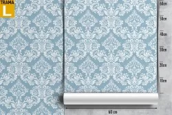 Carta da Parati decorazione geometrica azzurra vintage.