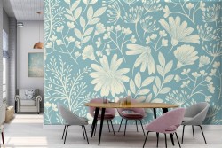 Refined vintage nature wallpaper with stylized flowers.